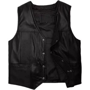 เสื้อกั๊กหนัง PU สำหรับผู้ชายทรงไบค์เกอร์ ดีไซน์แบบดั้งเดิมเพื่อความสบายในการขับขี่ทุกวัน และลุคสไตล์มอเตอร์ไซค์ที่เรียบง่ายเหนือกาลเวลา - Product Image 4