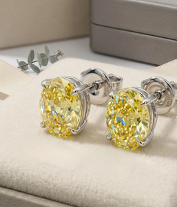 Boucles d'oreilles clous fantaisie en diamant jaune créé en laboratoire VVS, couleur éclatante, certifiées IGI, fabrication de bijoux sur mesure - Product Image 3