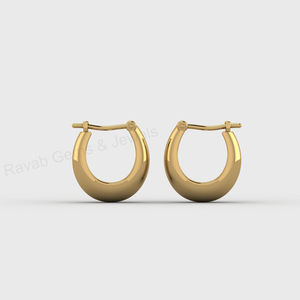 Meilleures ventes : Boucles d'oreilles créoles Huggie épaisses et coniques, minimalistes, en argent massif 925 plaqué or vermeil 18K, bijoux fins à conserver - Product Image 2