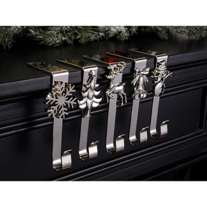 Soporte para Calcetines Navideños de Metal Ecológico Plateado, Juego de 7 Soportes para Calcetines, Suministro Directo de Fábrica desde India - Product Image 1