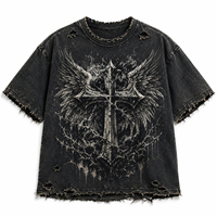 T-shirt pour homme noir délavé coupe classique col en V manches courtes 100% coton anti-rétrécissement séchage rapide respirant streetwear TRACK