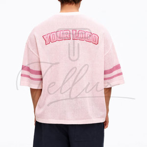 Wholesale Men's Stylish Boxy Stock Mesh T-Shirt Loose Fit with Custom <b>Logo</b> Fashionable Boxy Mesh T-Shirt - Product Image 2