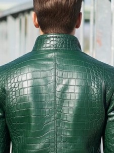 Men's Python Emboss <b>Leather</b> <b>Jacket</b> Premium Cowhide Motorcycle OEM ODM Wholesale Sample Service Available Collection - Product Image 4