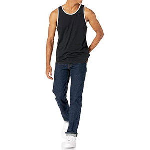 เสื้อกล้ามแขนกุดสีดำสำหรับผู้ชาย คอกลม ผ้าถักลำลอง ไซส์ใหญ่ - Product Image 4