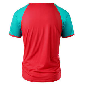 Men's Red And Teal <b>Raglan</b> Sleeve T-Shirt Quick Dry Slim Fit O-Neck Casual Short Sleeve Knitted Sport <b>Top</b> Two Tone Color T Shirts - Product Image 4