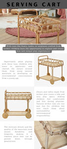 Carrito de juguete para bebés hecho de ratán natural. Carrito de comida y bebida para niños, juguete de simulación para juego de rol. - Product Image 4