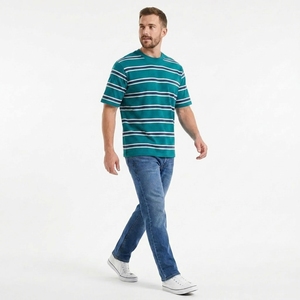Camiseta Moderna con Rayas Horizontales, Cuello Redondo, Manga Corta, Corte Holgado y Cómodo, Suave, Transpirable, Ligera, Unisex, para Uso Diario - Product Image 4