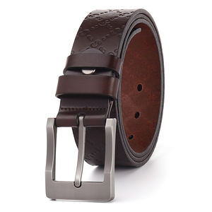 Ceinture en cuir de vachette écologique vintage pour homme avec boucle à bascule en cuivre, largeur 3,8 cm, design logo - Product Image 6