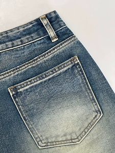 Shorts de mezclilla para mujer, estilo Y2K retro, con bolsillos inclinados, dobladillo acampanado, pierna ancha, casual, para verano - Product Image 2