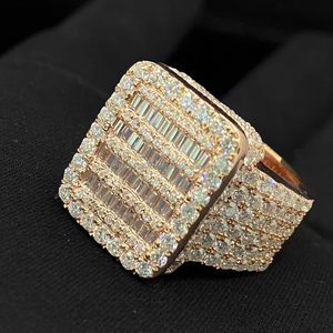 Anillo de compromiso de diamante Baguette helado para hombre, anillo de campeón de moissanita VVS de plata 925, anillo de Hip Hop personalizado - Product Image 1