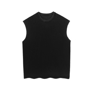 Camiseta sin mangas lavada con ácido para hombre personalizada al por mayor 100% algodón muchos colores 80 gramos ropa informal de punto transpirable - Product Image 2