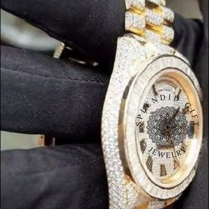 Montre de luxe en diamant pour homme, boîtier rond en argent de 28 mm, cadran en cristal saphir, mouvement analogique à quartz ETA - Product Image 4