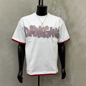 T-shirt en coton épais à strass, imprimé graphique diamant scintillant haute densité, très tendance - Product Image 1