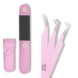 Pinzas para Pestañas de Acero Inoxidable Personalizadas con Agarre de Diamante Antimagnético y Punta de Fibra Suave para Pestañas Delicadas - Product Image 1