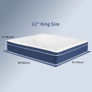 Materasso Ibrido King Size 12 Pollici in Memory Foam con Molle Insacchettate, Supporto Medio-Rigido, Isolamento del Movimento, Caratteristica Ortopedica - Product Image 6
