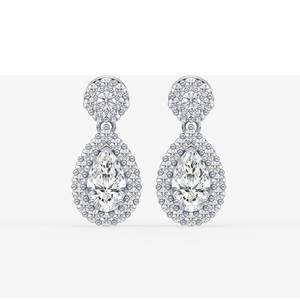 Moissanite 2CT Pear Cut Diamond Halo <b>Dangle</b> Drop <b>Earrings</b> For Women's 925 <b>Sterling</b> <b>Silver</b> Fine Jewelry For Anniversary Gift - Product Image 1