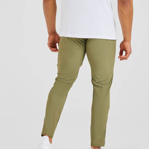 High Quality Men's Olive Green <b>Slim</b> Fit Breathable Stretch Fabric <b>Joggers</b> For Men's Elasticated Waistband & Zip Detailing On Cuf - Product Image 4