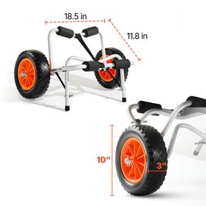 Carrello Pieghevole per Kayak con Pneumatici in Gomma Piena da 10 Pollici, Capacità di Carico 113 kg, 1 Cinghia a Cricchetto per Paddle Board e Carrelli Manuali - Product Image 5