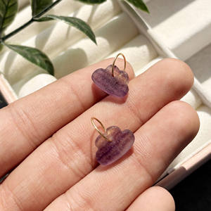 Pendentif en pierre précieuse en fluorite naturelle multicolore en forme de nuage, plaqué or, pour la fabrication de bijoux et colliers - Product Image 4