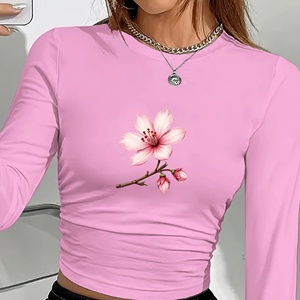 Camisa manga larga moda mujer ilustración flor de cerezo - Product Image 2