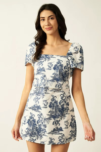 Indian Trending Custom Print Women's Casual Backless Dress U-neck Sustainable Linen Cotton Women's Dresses For Casual And Party - Product Image 5