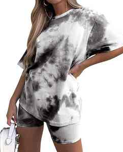 Ensemble deux pièces tie-dye tendance pour l'été, tissu doux et confortable, léger, décontracté, coupe ample pour femmes - Product Image 4