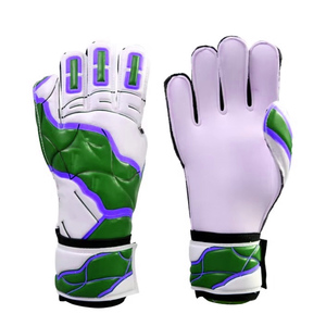 Guantes de portero de fútbol con protección para los dedos, diseño azul vibrante, corte negativo, cierre de velcro - Product Image 4