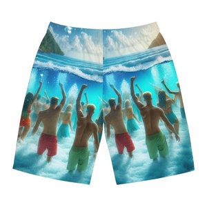 Pantalones cortos de verano para hombre, pantalones cortos informales transpirables con cordón, trajes de baño de color liso, pantalones cortos para correr y hacer deporte, surf, vacaciones en la playa - Product Image 4
