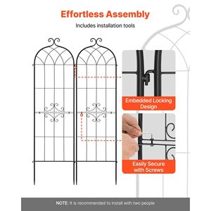 Treillis à roses 71 x 20 pouces, lot de 2, treillis de jardin pour fleurs avec revêtement en poudre, clôtures et portails verrouillables pratiques - Product Image 4