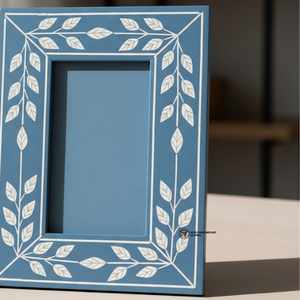 Cadre photo bleu artisanal, élégant et décoratif pour table - Product Image 3