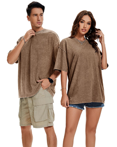 เสื้อยืดวินเทจผู้ชาย ทรงโอเวอร์ไซส์ ผ้าฟอกสี 280 กรัม คอวีแบบดรอปโชว์เดอร์ แขนสั้น สีพื้น ยูนิเซ็กส์ - Product Image 4