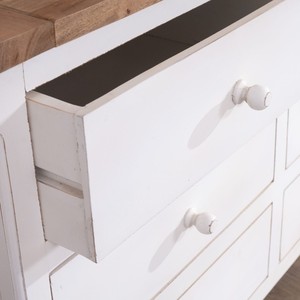 Cómoda de 6 cajones Vandana Royal Style en acacia blanca Equinoxe con tapa natural - Product Image 6