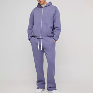 <b>Oversized</b> Hoodie Set 100% Cotton Custom Winter Streetwear Unisex Solid Plus Size Hooded <b>Jogger</b> Tracksuit - Product Image 5