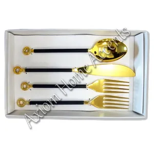 Juego de Cubiertos Hechos a Mano en Negro y Gris, Cucharas y Tenedores de Diseño Rústico de Axiom Home Accents para una Cena Elegante - Product Image 3