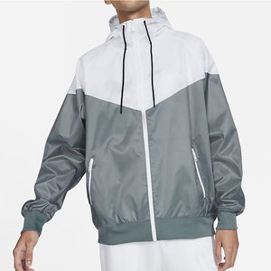 Veste coupe-vent à capuche pour homme de qualité supérieure, fermeture éclair, respirante, tissu polyester/nylon écologique, service OEM, pour l'extérieur - Product Image 1
