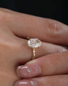 Igi/gia Marquise ตัดเพชรที่ปลูกในห้องปฏิบัติการแหวนหมั้นแต่งงานทองคำขาว14K เป็นของขวัญสำหรับเครื่องประดับผู้หญิง - Product Image 2