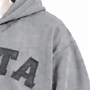 Custom <b>Grey</b> Mens Zip Up Hoodie Chenille Letter Applique Heavyweight Fleece Oversized Streetwear <b>Sweatshirt</b> with Front Pockets - Product Image 5