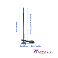 Antenne de routeur magnétique en caoutchouc à gain élevé ETEILY ET-LT9RM-1L3-SMS-BR9 4G 9dBi avec câble RG174 (L-3Mtr) + connecteur SMA (M)