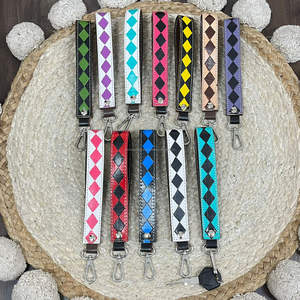 Nouveau Porte-clés en Cuir Véritable à Carreaux en Cuir de Vachette avec Crochet Métallique et Dragonne, Accessoire de Mode Personnalisé 2026 - Product Image 6