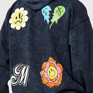 High Quality Comfortable Custom Hoodie Men's Acid Wash Hoodie Custom Vintage Acid Wash Screen Printing Men's Acid Was Hoodies - Product Image 3