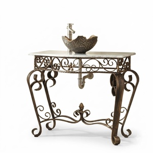 Muebles de Jardín Europeos para Exteriores, Mesa de Comedor de Hierro Forjado a Mano, Juego de Patio Ecológico Personalizado, Resistente a la Intemperie - Product Image 1