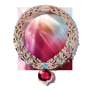 Collar con Colgante de Oro Rosa de Lujo con Rubí como Piedra Principal, Diseño Floral, Joyería para Mujer para Fiestas - Product Image 1