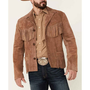 Custom Logo Western Fringe <b>Suede</b> Leather <b>Jacket</b> Retro Western Cowboy Fashion <b>Jacket</b> Professional Manufacturer Bulk Supply - Product Image 1