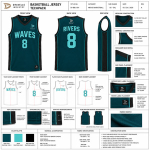 DRAVELLE INDUSTRY Maillot de basket-ball pour homme sans manches, col rond, sublimé, évacuant l'humidité, 100% polyester, coupe athlétique, RIVES 8 - Product Image 6