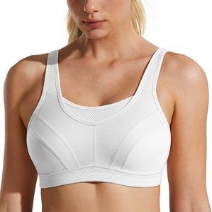 Sujetador Deportivo Blanco para Mujer, de Alta Sujeción, Transpirable, con Malla, para Fitness, Yoga, Gimnasio, Diseño Sencillo - Product Image 1
