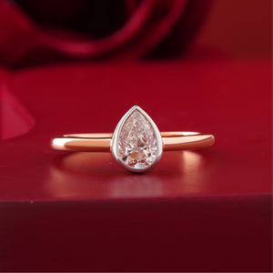 14K Yellow Gold Pear Cut Lab Grown Diamond Prong <b>Set</b> Solitaire <b>Ring</b> (VS1 0.56 CT 18K Solid) - Product Image 1