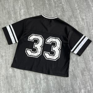 T-shirts personnalisés à col en V, coupe ample, style rétro, en jersey maillé, courts, de haute qualité, grandes tailles, pour hommes, pour le sport - Product Image 4