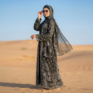 Open Front Loose Breathable <b>Abaya</b> with Matching Hijab for Muslim Women Modest Wear <b>Prayer</b> Islamic Floor Length Dubai Style - Product Image 2