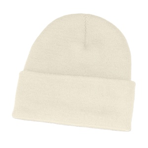 Bonnet de couleur blanche sur mesure bonnets en coton de vente chaude pour chapeau tricoté à revers avec étiquette tissée avec casquettes 2026 - Product Image 3
