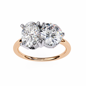 Classic Women's Engagement <b>Ring</b> Two Lab Grown Diamonds Prong Setting IGI Certified Trendy Daily Wear Rhodium Plated 10K <b>Gold</b> - Product Image 5